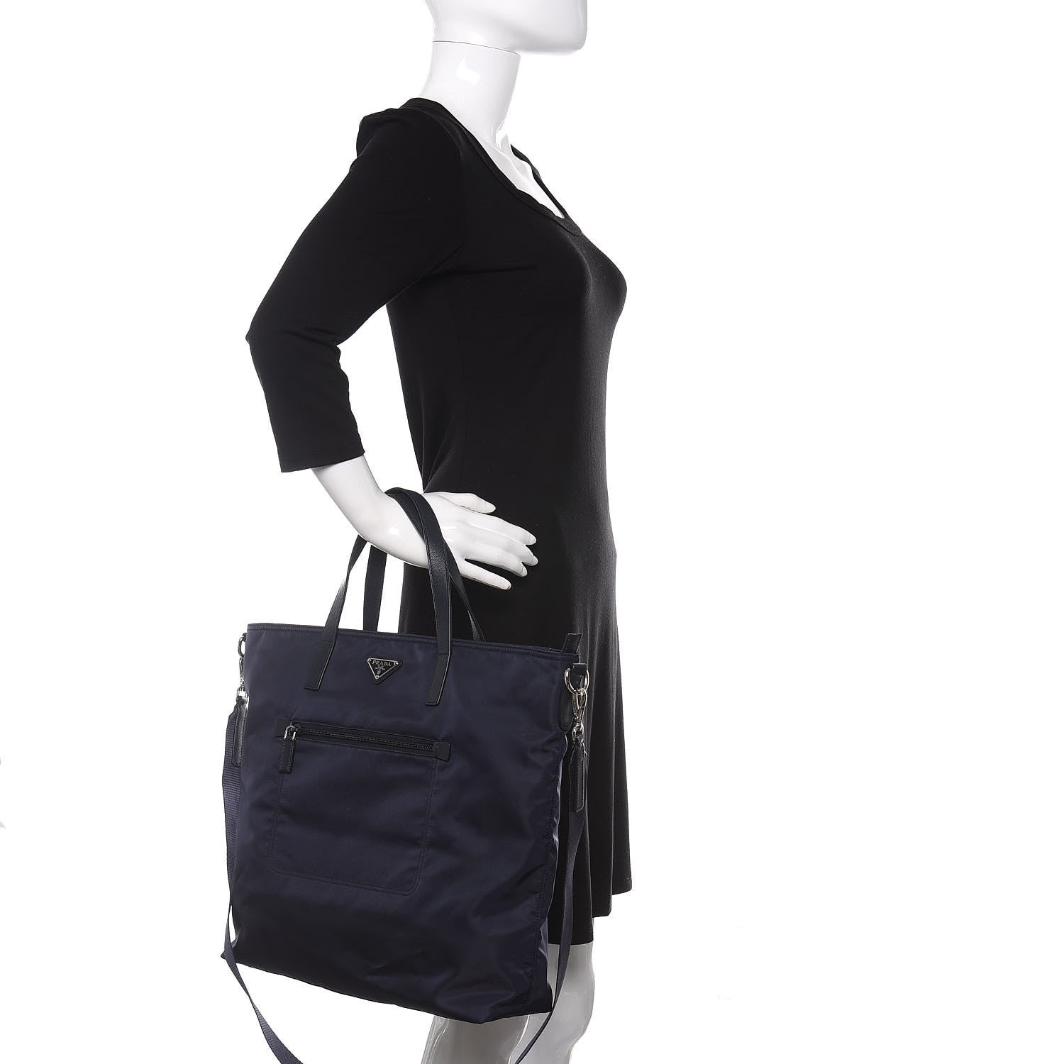 Prada Tessuto Nylon Saffiano Vela Tote Baltico 3 of 11