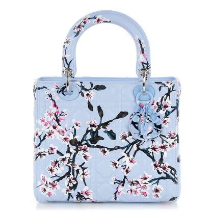 Christian Dior Lambskin Cannage Floral Printed Medium Lady Dior Light Blue 1 of 10