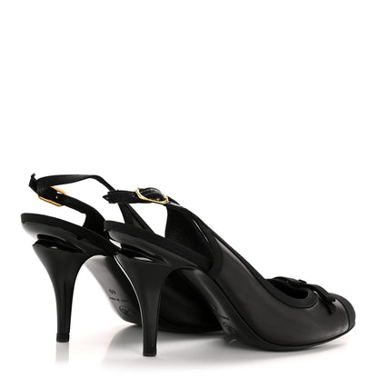 Chanel Lambskin Grosgrain Cap Toe CC Slingback Pumps 40 Black 5 of 9
