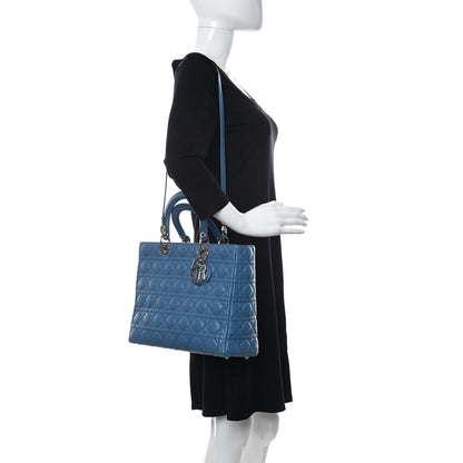 Christian Dior Lambskin Cannage Large Lady Dior Blue 2 of 12