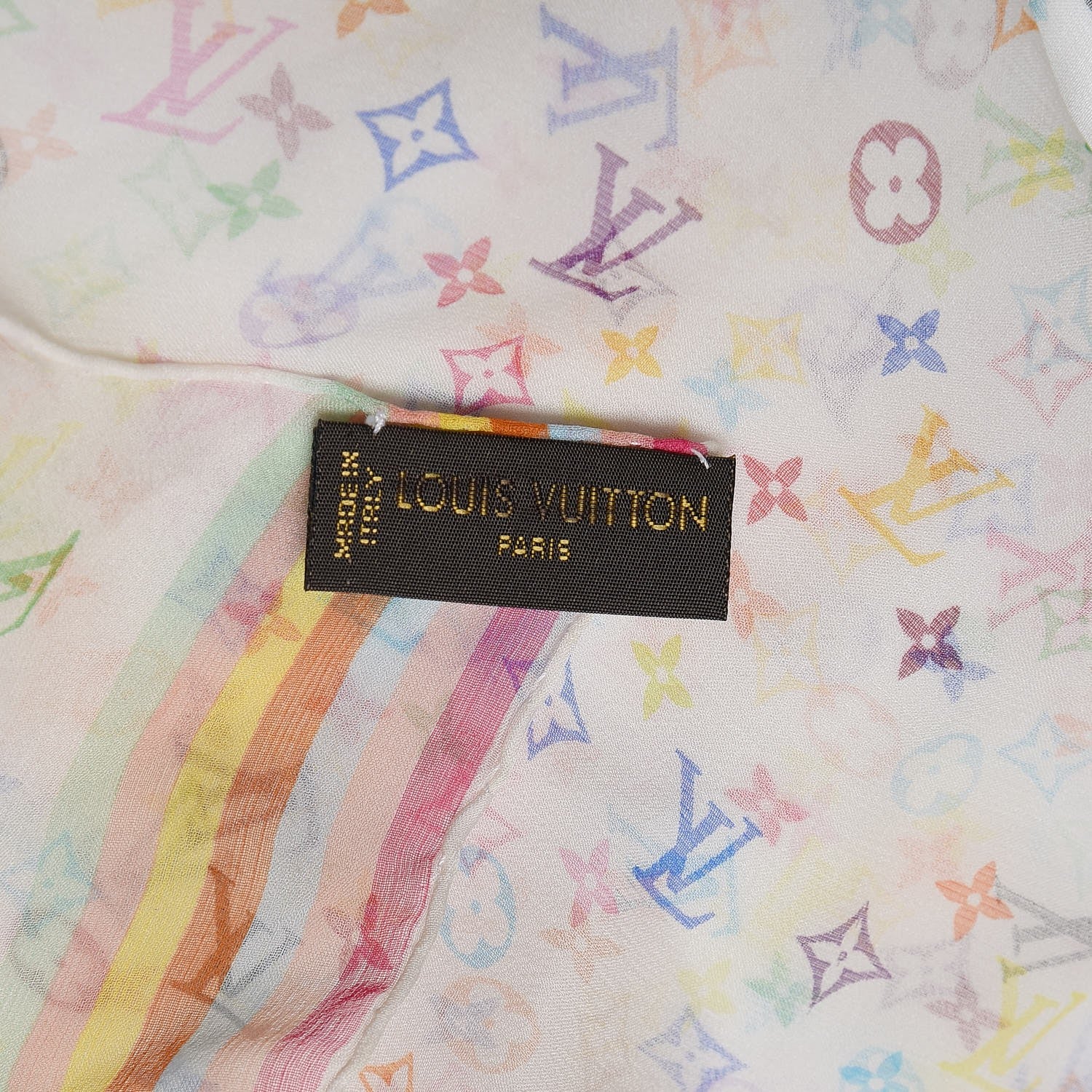 Louis Vuitton Silk Multicolor Stole White 7 of 7