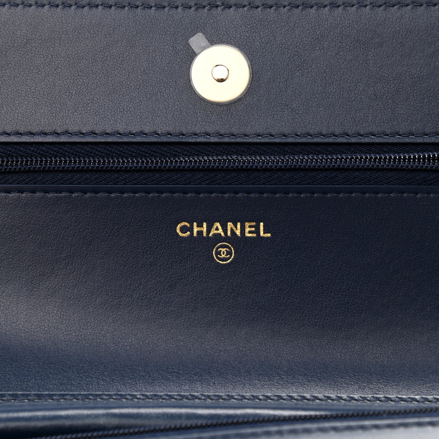 Chanel Denim Printed Wallet On Chain WOC Dark Blue 6 of 12