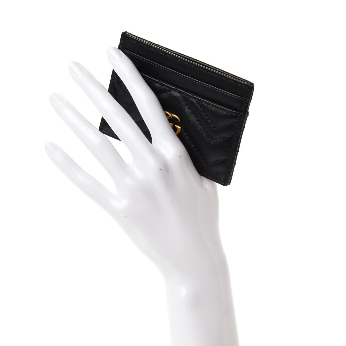 Calfskin Matelasse GG Marmont Card Holder Black