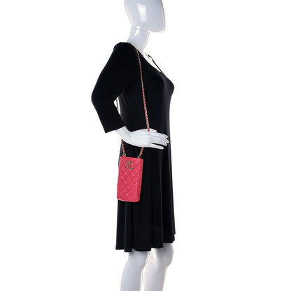 Chanel Caviar Quilted French New Wave Phone Holder With Chain Pink 3 of 10