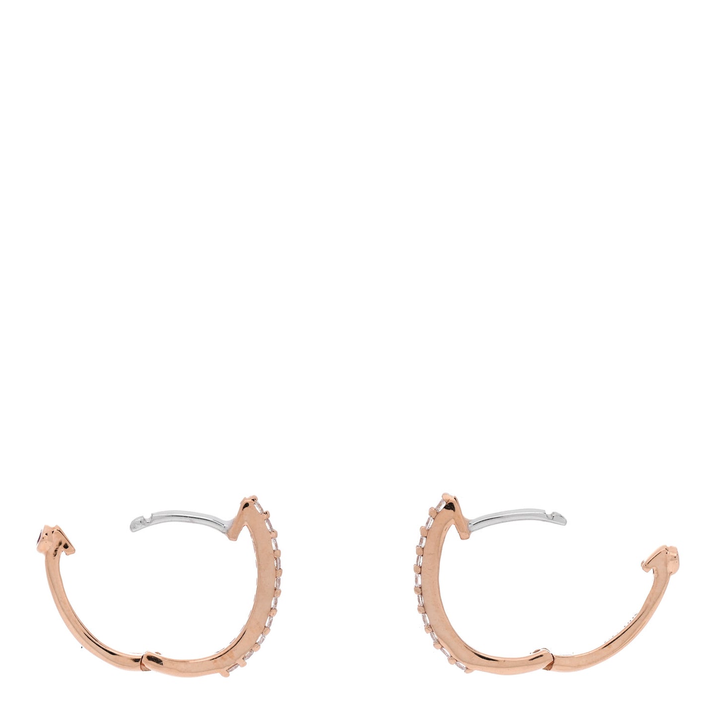 18K Rose Gold Diamond Classic Huggie Hoop Earrings