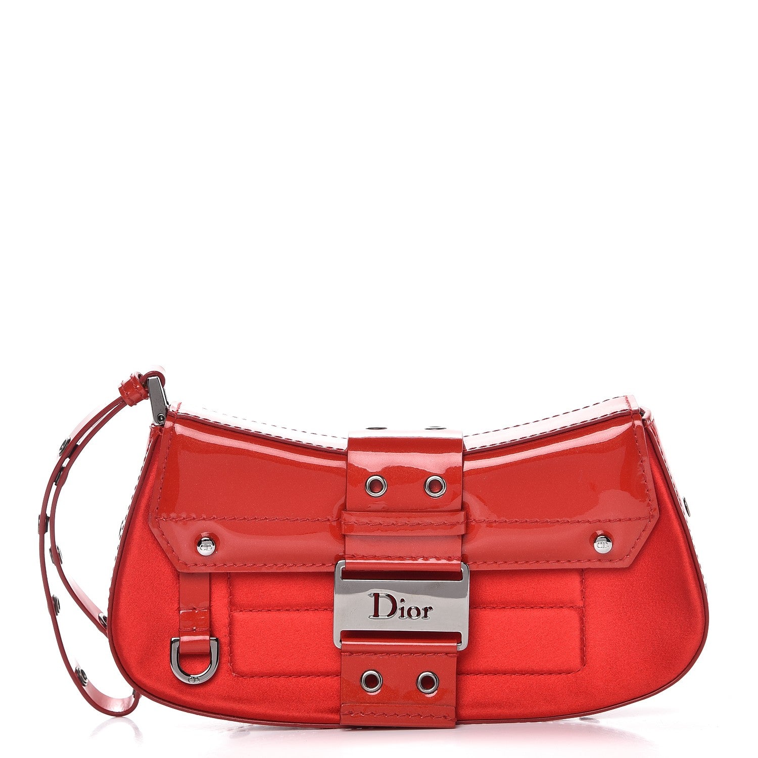 Christian Dior Satin Patent Street Chic Columbus Bag Red 285448
