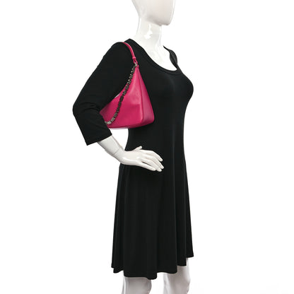 Givenchy Tumbled Calfskin Small Moon Cut Out Shoulder Bag Neon Pink 2 of 9