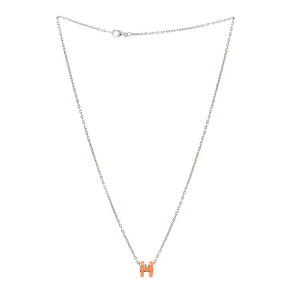 Hermes Lacquered Palladium Mini Pop H Pendant Necklace Orange 3 of 6