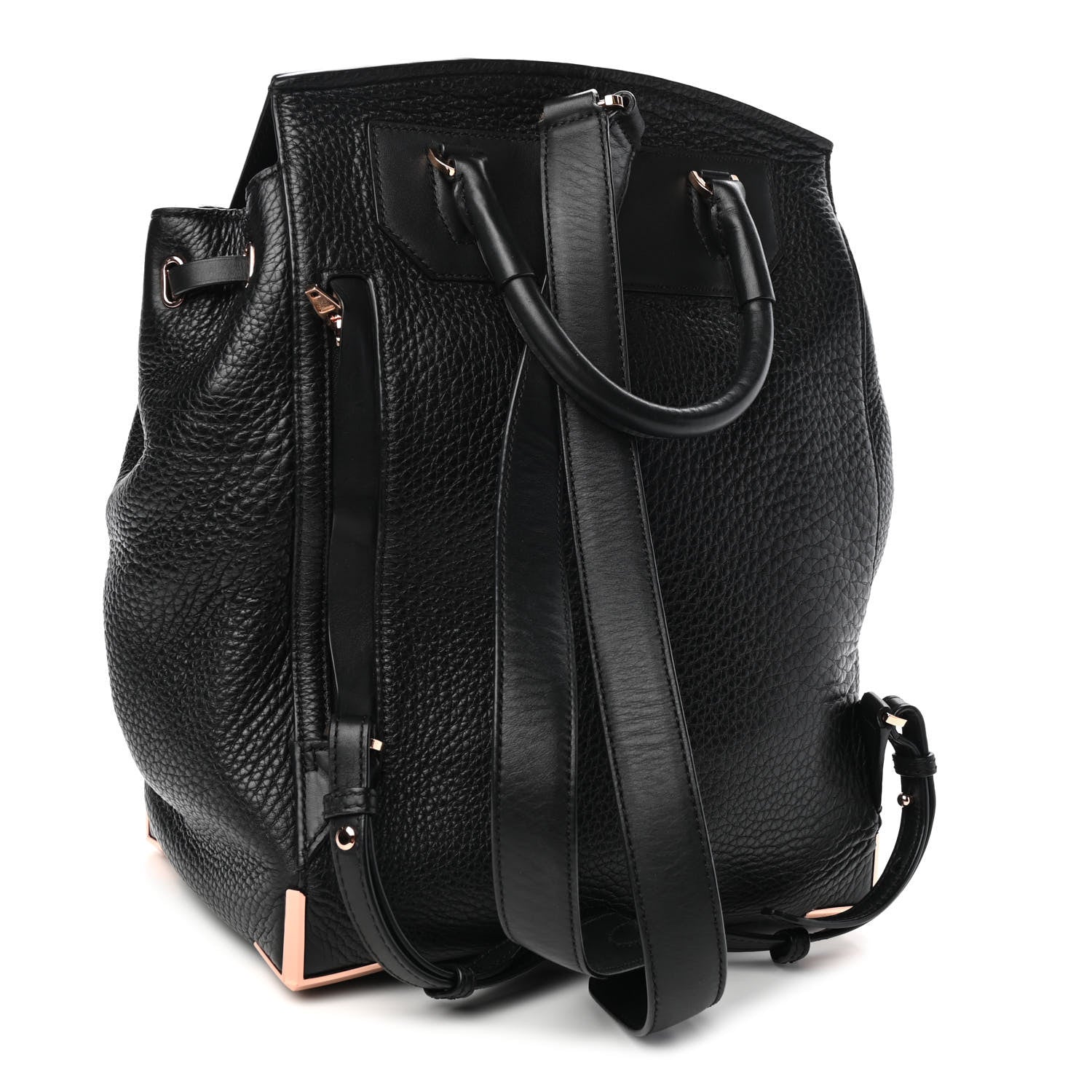 Alexander Wang Pebbled Calfskin Prisma Skeletal Backpack Black Rose Gold Hardware 2 of 4
