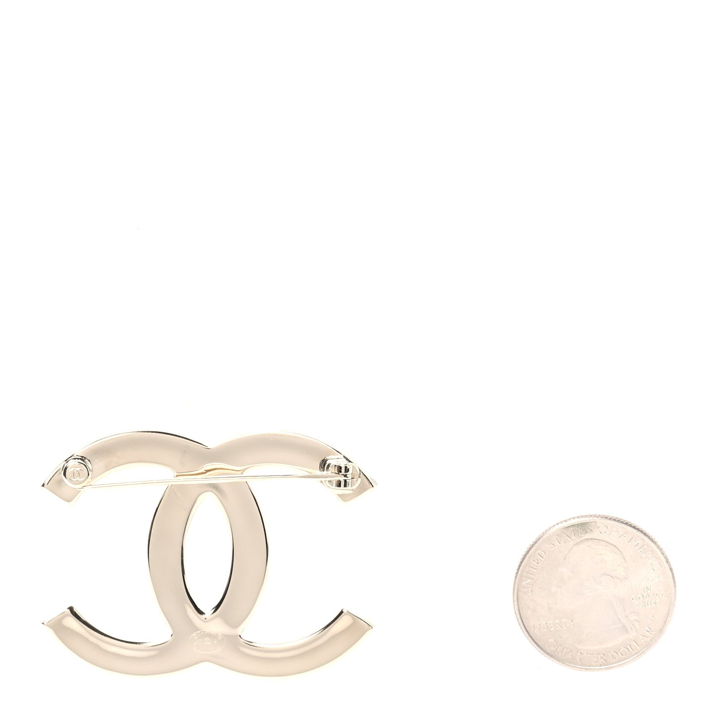 Metal CC Quilted Brooch Light Gold