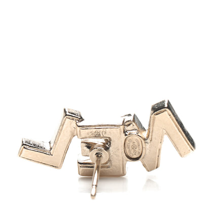 Chanel Crystal Pearl Signature Stud Earrings Gold 4 of 5