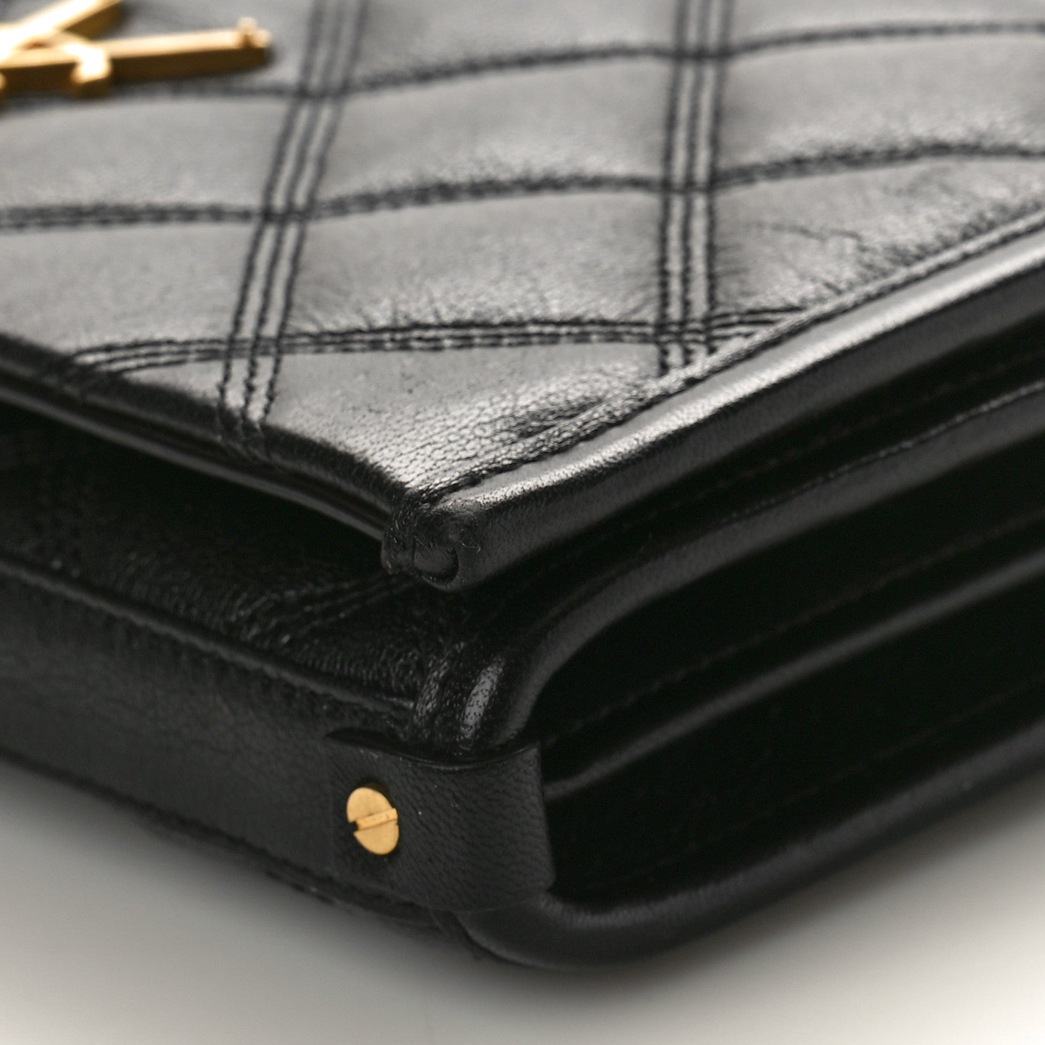 Saint Laurent Lambskin Diamond Quilted Becky Chain Wallet Black 9 of 10