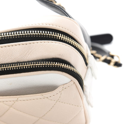 Chanel Goatskin Quilted Waist Bag Beige White Black 11 of 13
