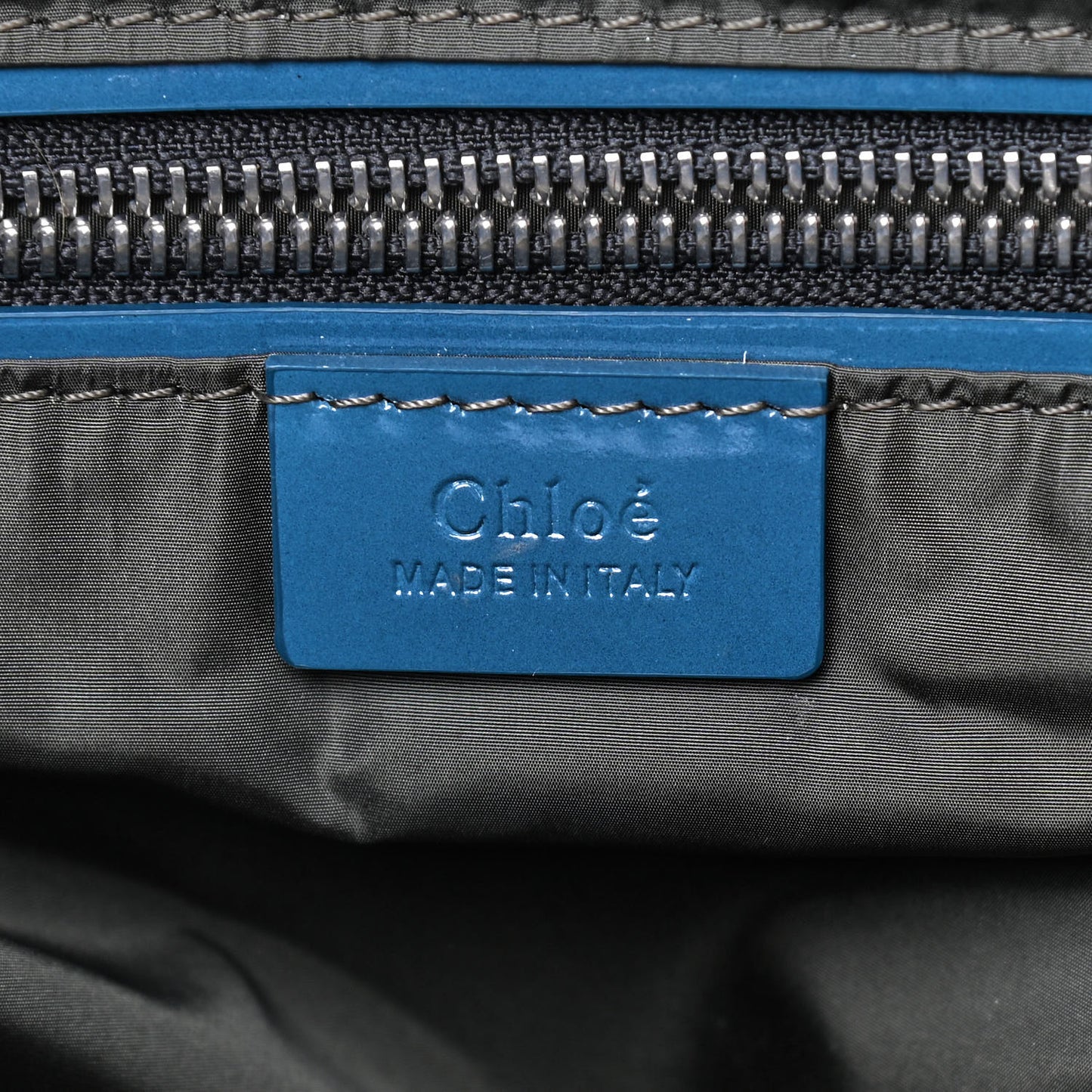 Nylon Canvas Glossy Lambskin Medium Tao Zipped Tote Blue Green