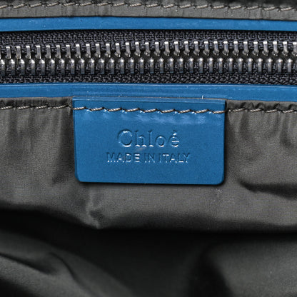 Chloe Nylon Canvas Glossy Lambskin Medium Tao Zipped Tote Blue Green 8 of 13