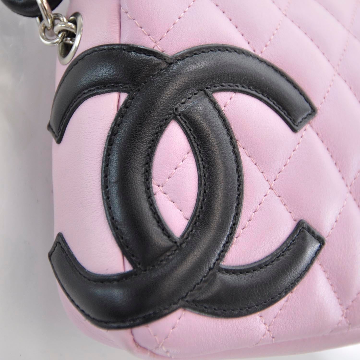 Chanel Calfskin Quilted Cambon Pochette Pink Black 5 of 9