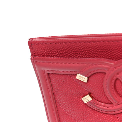 Chanel Caviar Quilted Filigree Card Holder Pink 15 of 17