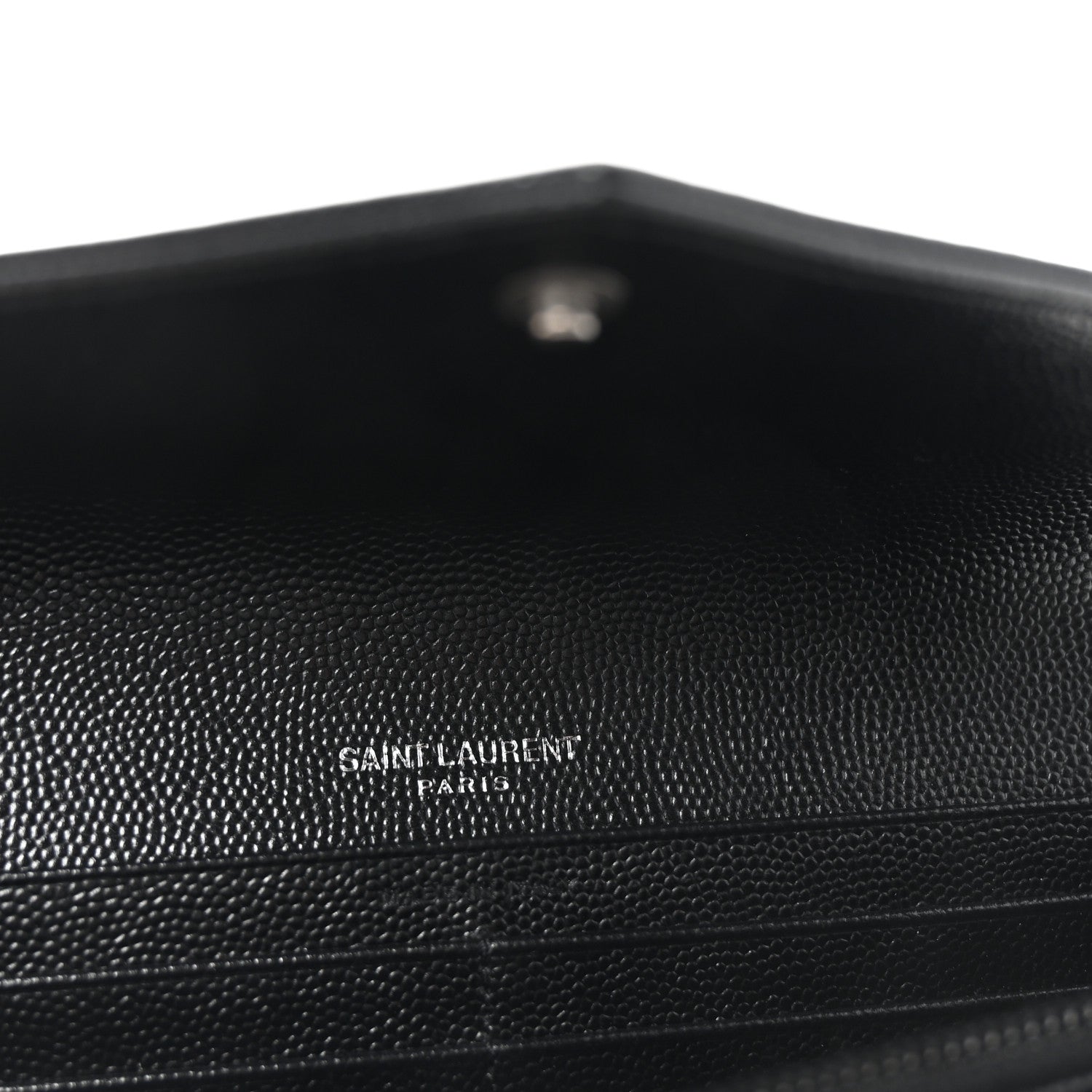 Saint Laurent Grain De Poudre Matelasse Chevron Monogram Flap Wallet Black 6 of 7