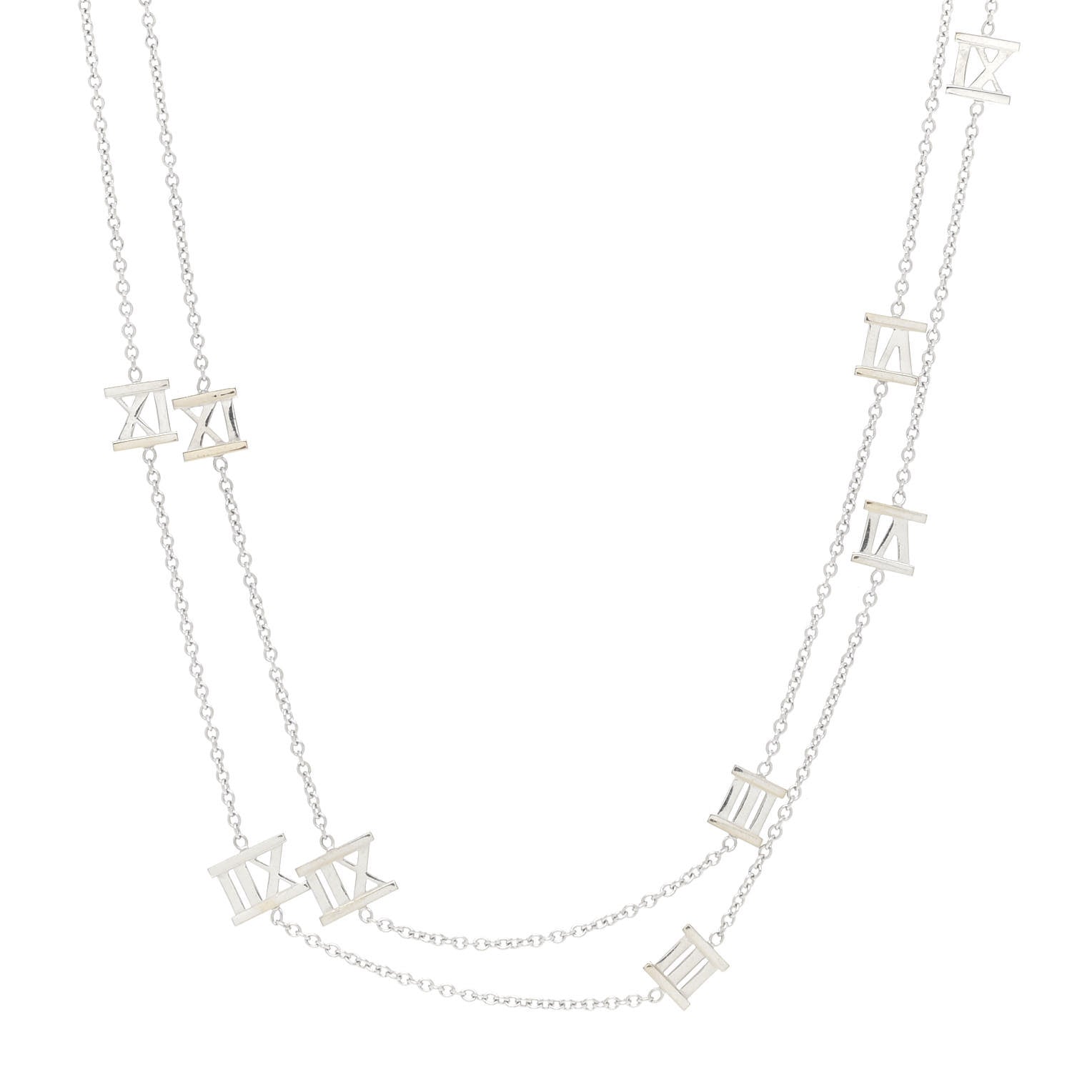 Tiffany 18K White Gold Atlas Station Necklace 1 of 4