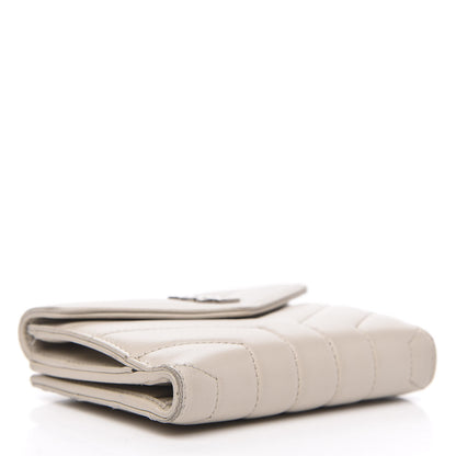 Saint Laurent Lambskin Y Quilted Monogram Compact Loulou Wallet Nude Powder 4 of 12