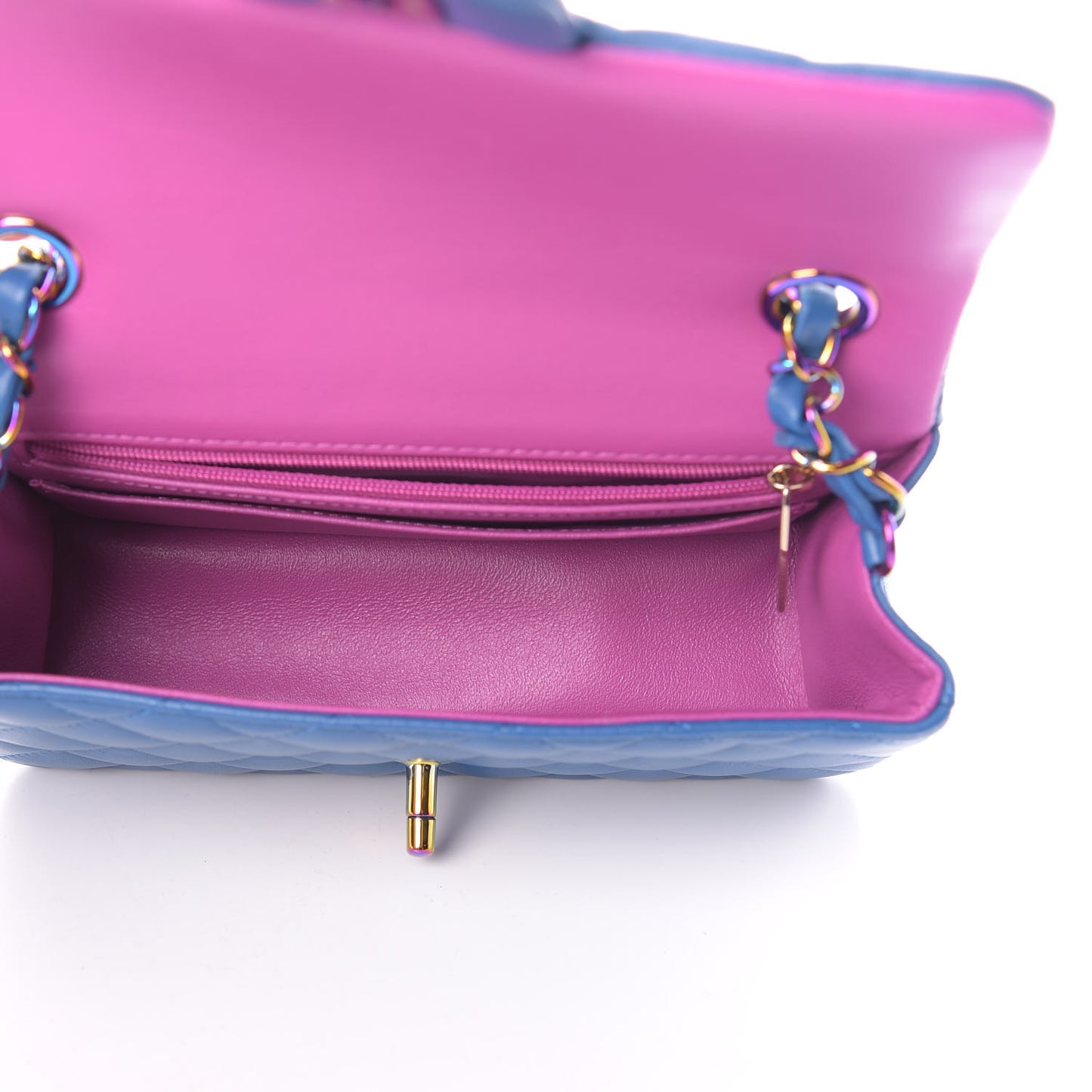 Lambskin Quilted Mini Rectangular Flap Blue Purple