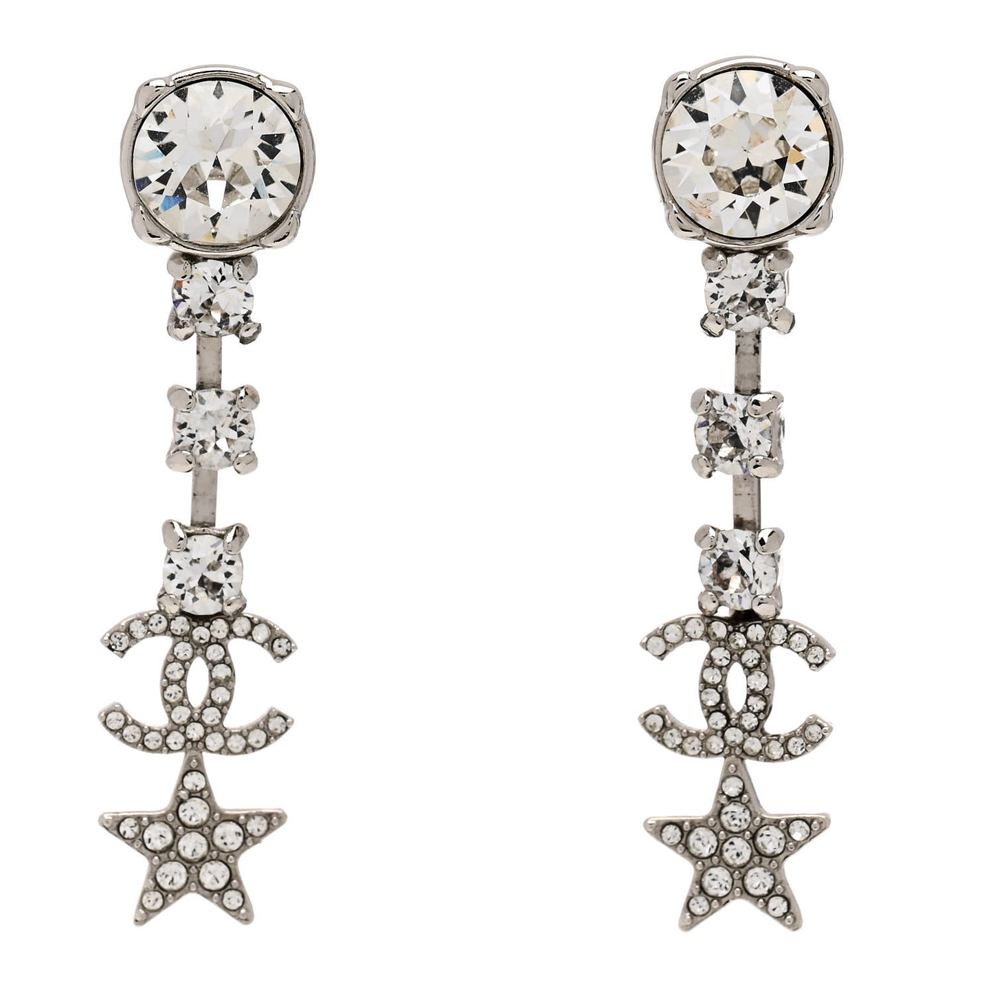 Crystal Starfall Drop CC Earrings Silver