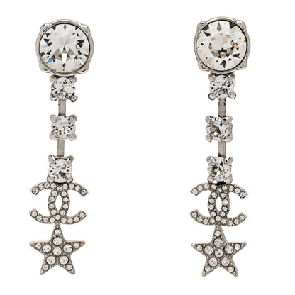 Chanel Crystal Starfall Drop CC Earrings Silver 1 of 4