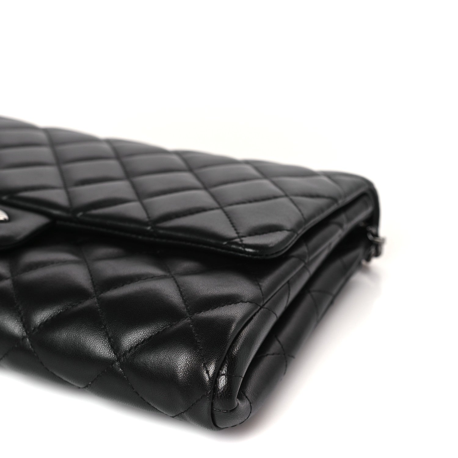 Chanel Lambskin Quilted Clutch with Chain Flap Black 9 of 10