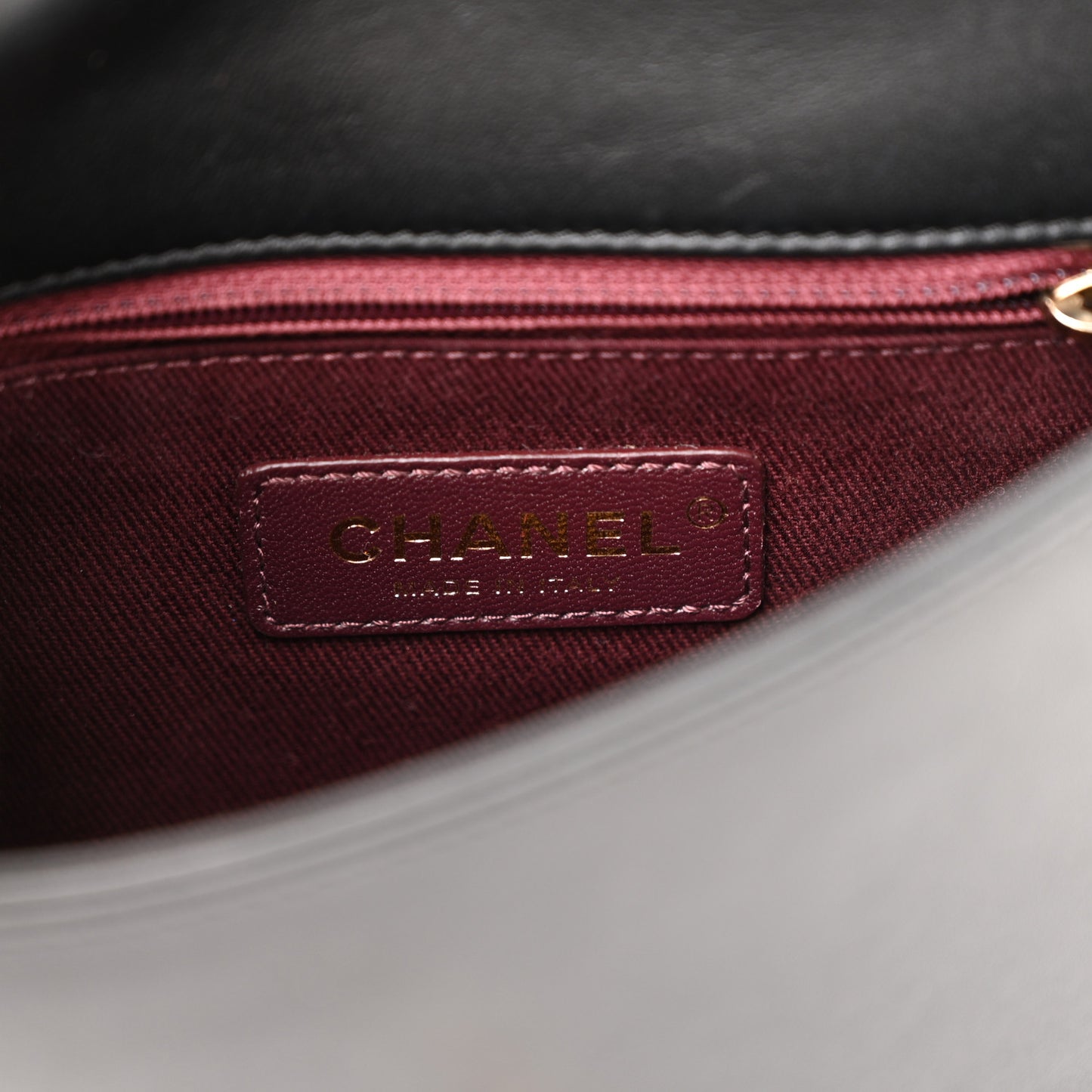 Calfskin Stitched Flap Black