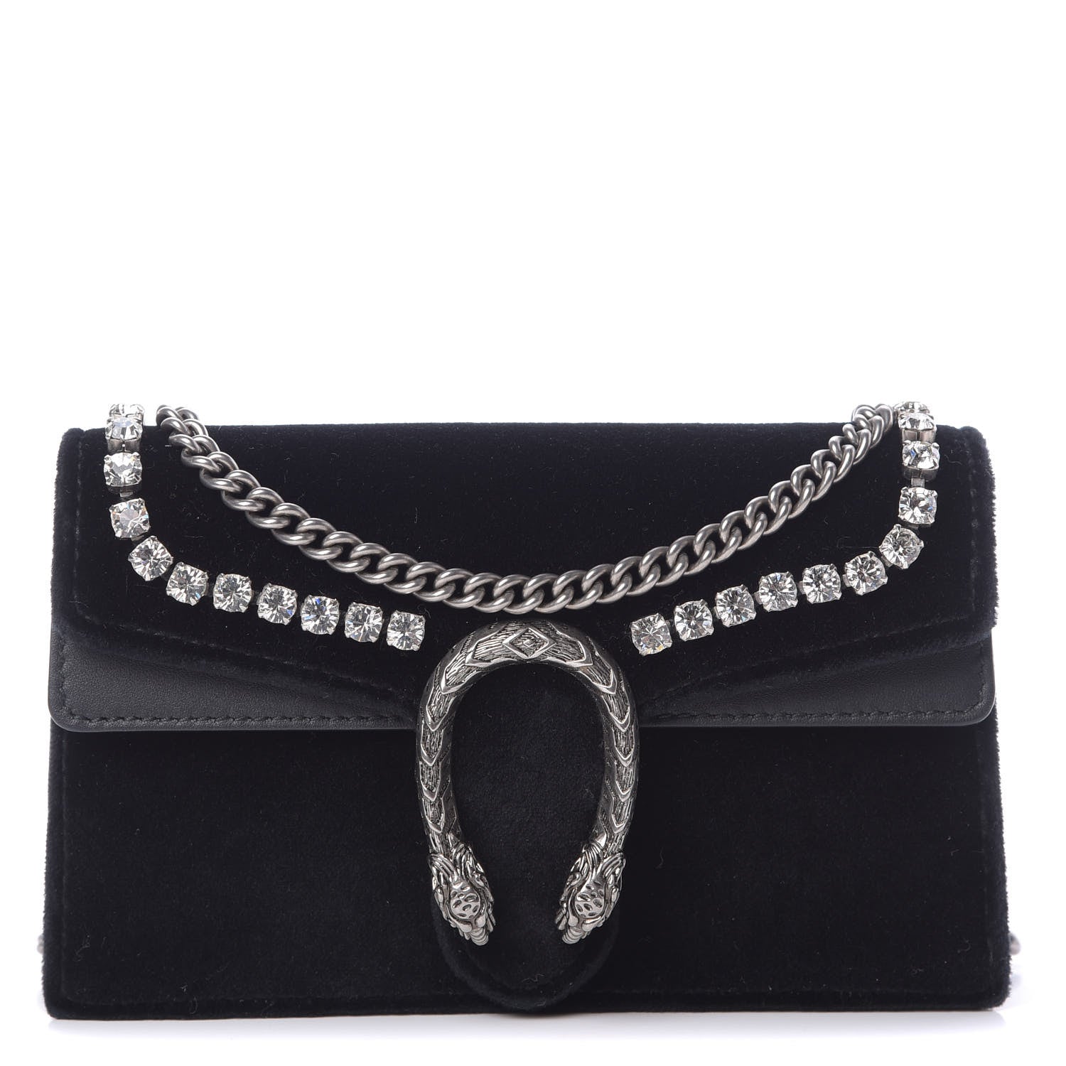 Gucci Velvet Crystal Super Mini Dionysus Shoulder Bag Black 1 of 13