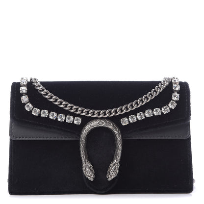 Gucci Velvet Crystal Super Mini Dionysus Shoulder Bag Black 1 of 13