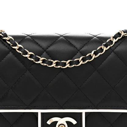 Chanel Lambskin Quilted Resin CC Mini Flap Bag Black White 8 of 12