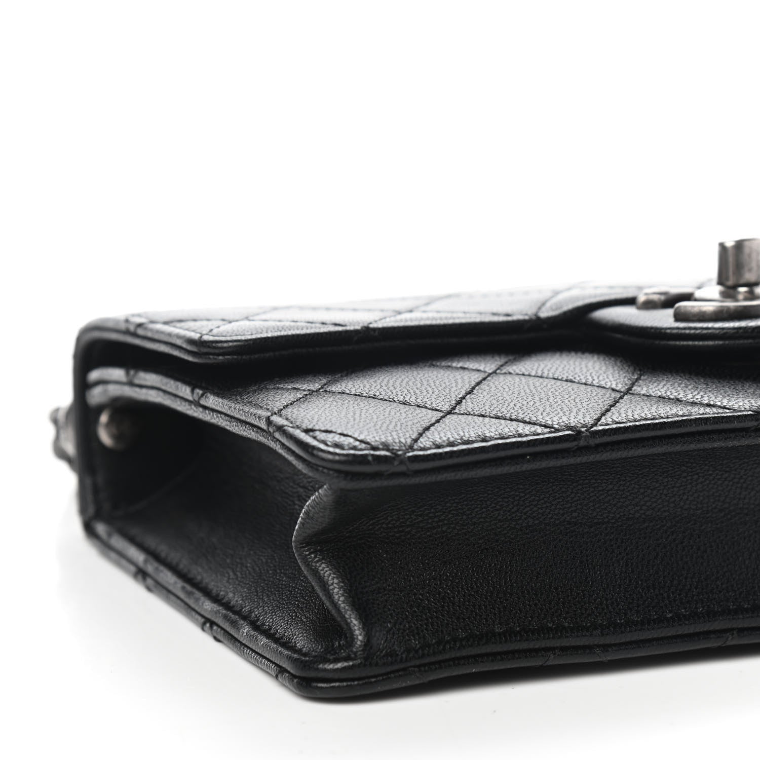 Chanel Goatskin Quilted Logo Small Chic Flap Black 7 of 8