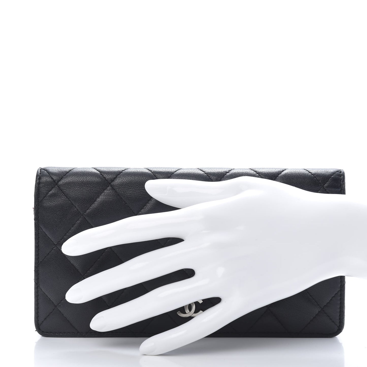 Lambskin Quilted Yen Wallet Black