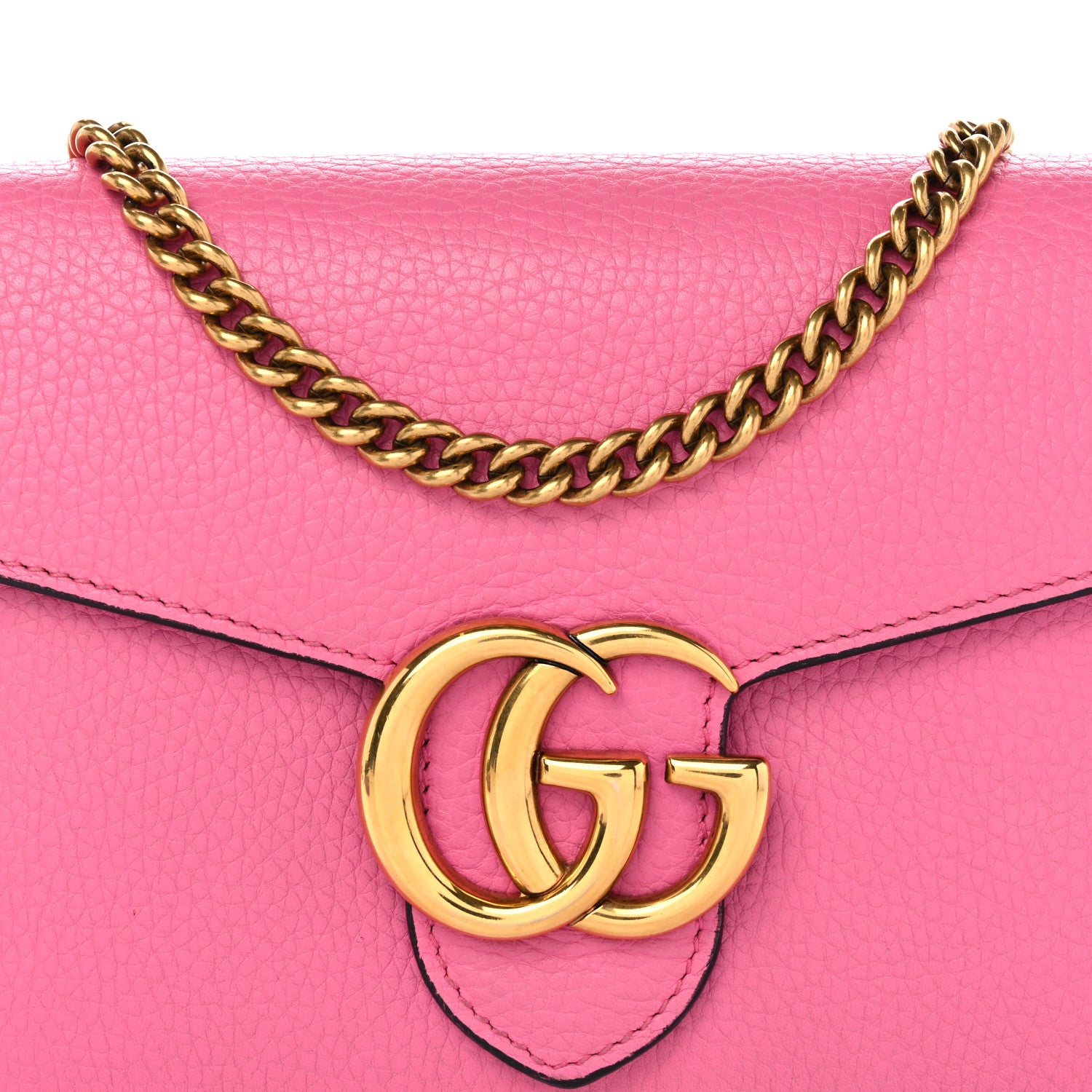 Gucci Cellarius Calfskin GG Marmont Chain Wallet Pink Tropical Flower 9 of 11