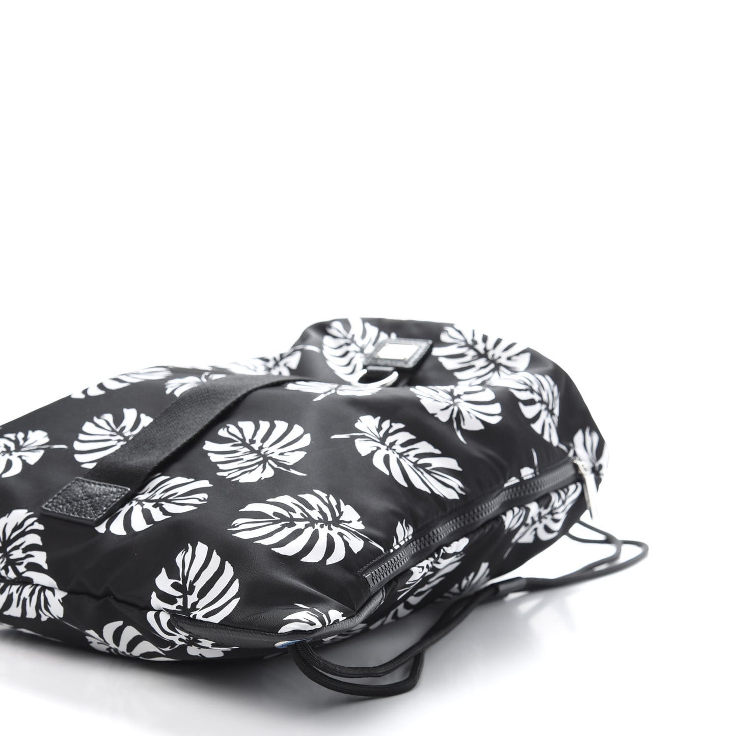 Nylon Black Palm Drawstring Backpack Black