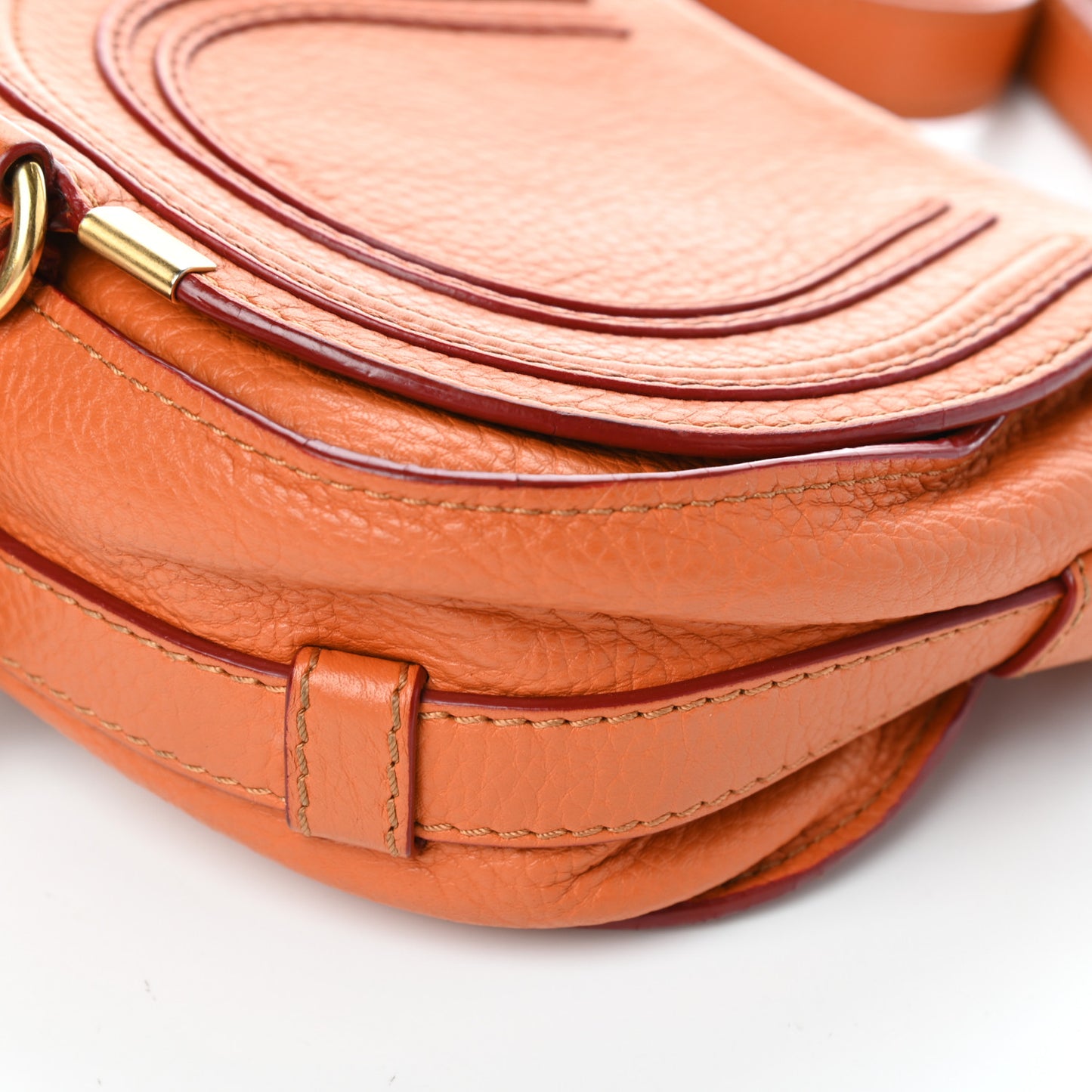 Calfskin Mini Marcie Round Crossbody Bag Orange
