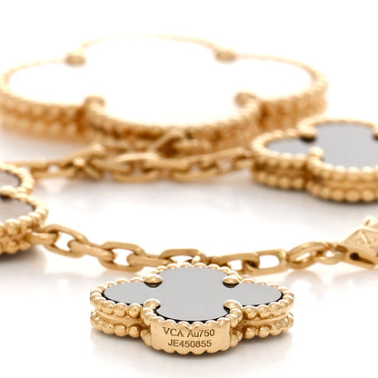 Van Cleef & Arpels 18K Yellow Gold Grey Mother of Pearl Black Onyx 5 Motifs Magic Alhambra Bracelet 3 of 4