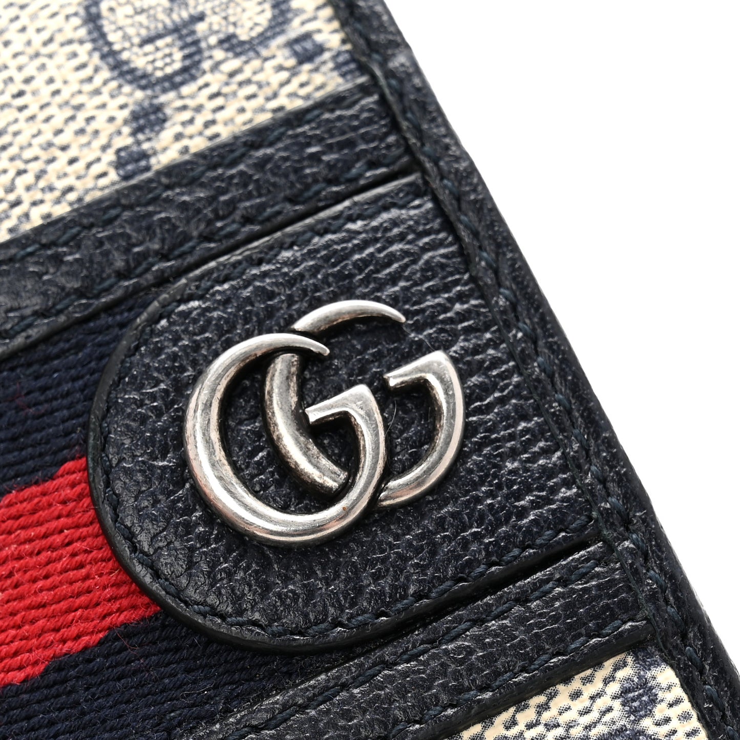 GG Supreme Monogram Web Mens Ophidia Bi-Fold Coin Wallet Beige Blue