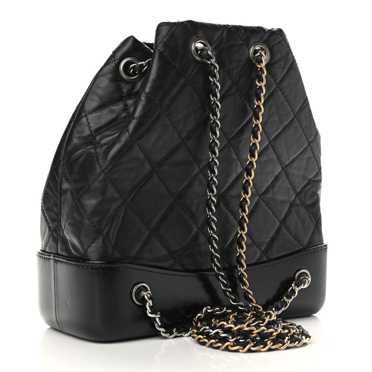 Aged Calfskin Quilted Small Gabrielle Backpack Black