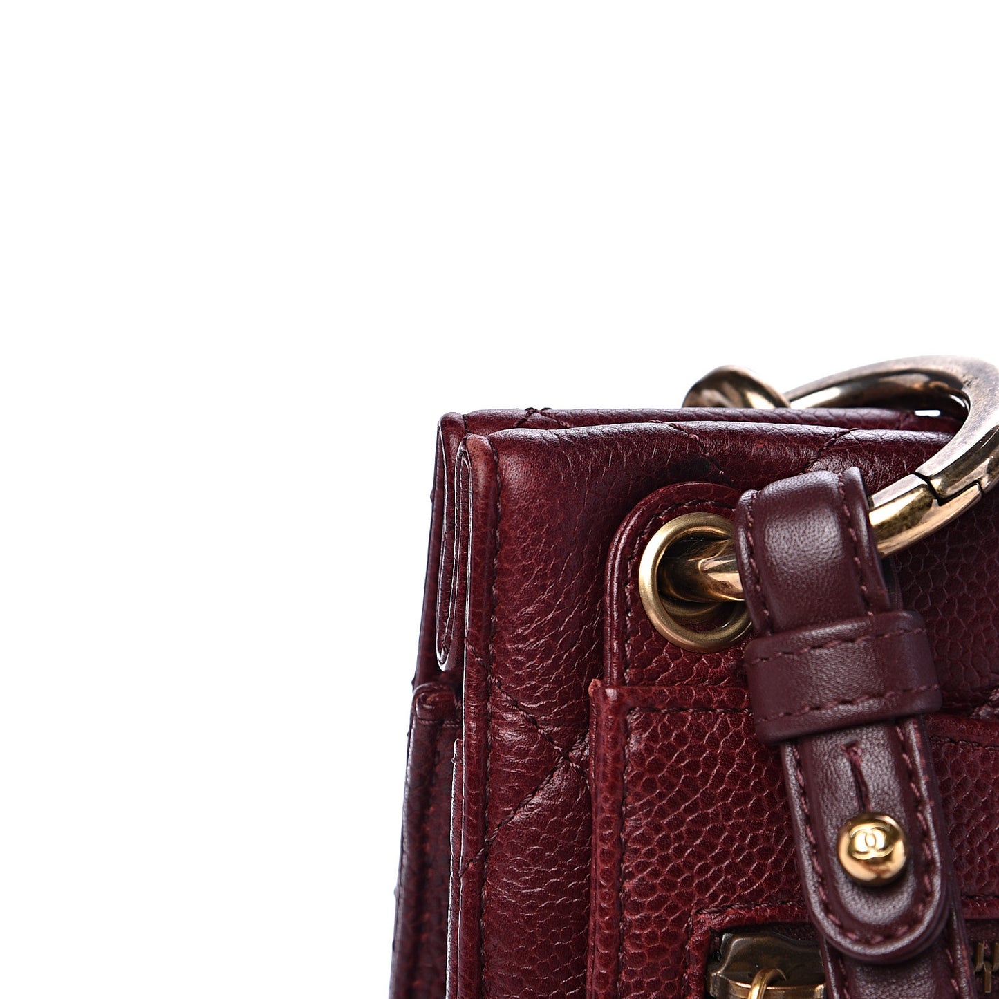 Caviar Quilted Large Retro Class Flap Burgundy