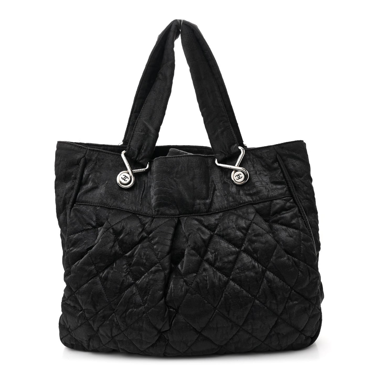 Crinkled Coated Canvas Le Marais Large Tote Black