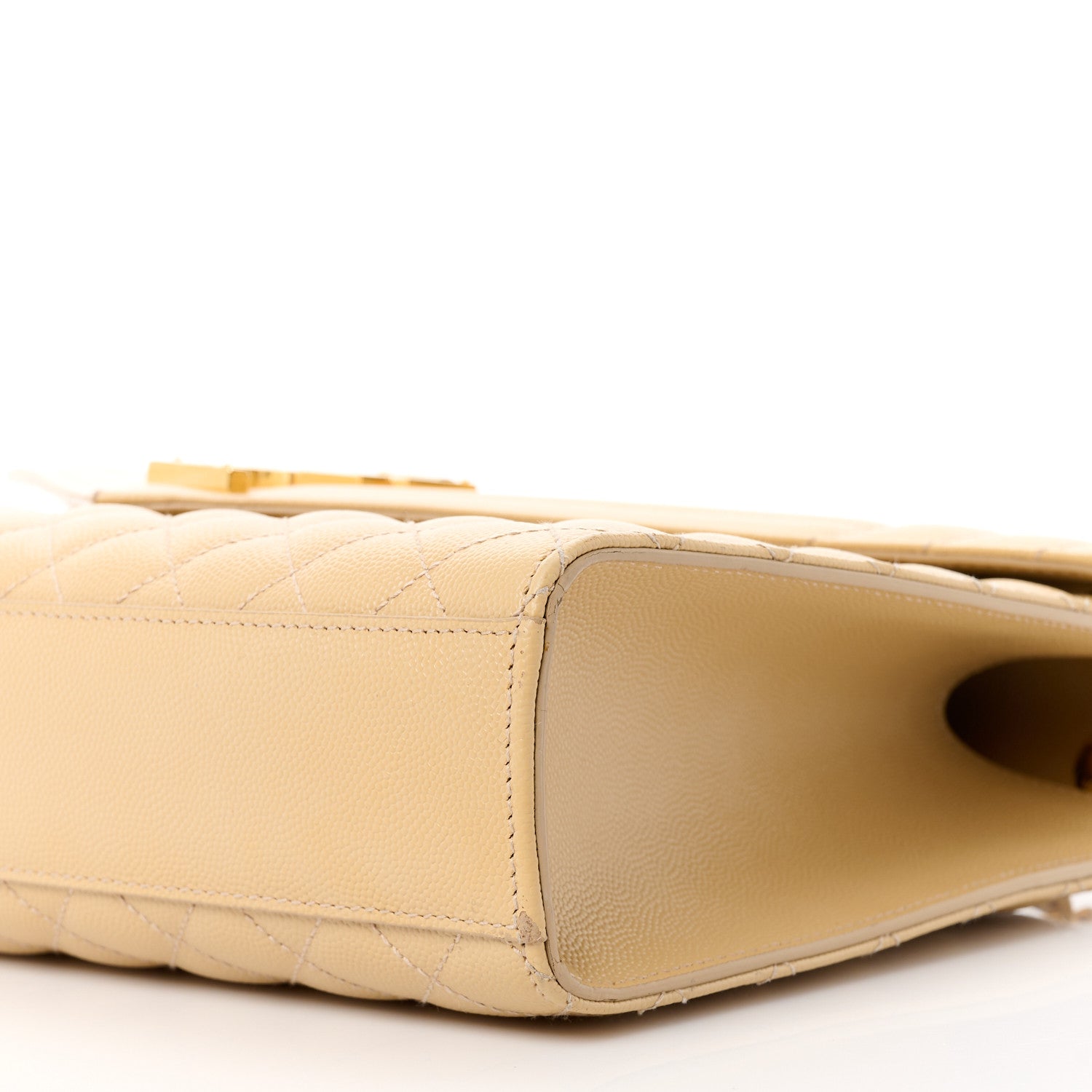 Saint Laurent Grain De Poudre Textured Mixed Matelasse Triquilt Large Monogram Satchel Dark Beige 20 of 21