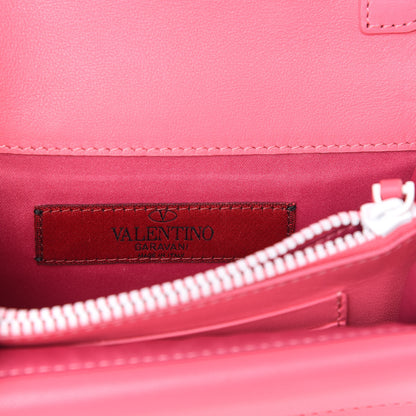 Valentino Garavani Vitello Colorblock Free Rockstud Wallet on Chain Shadow Pink Optic White 8 of 10