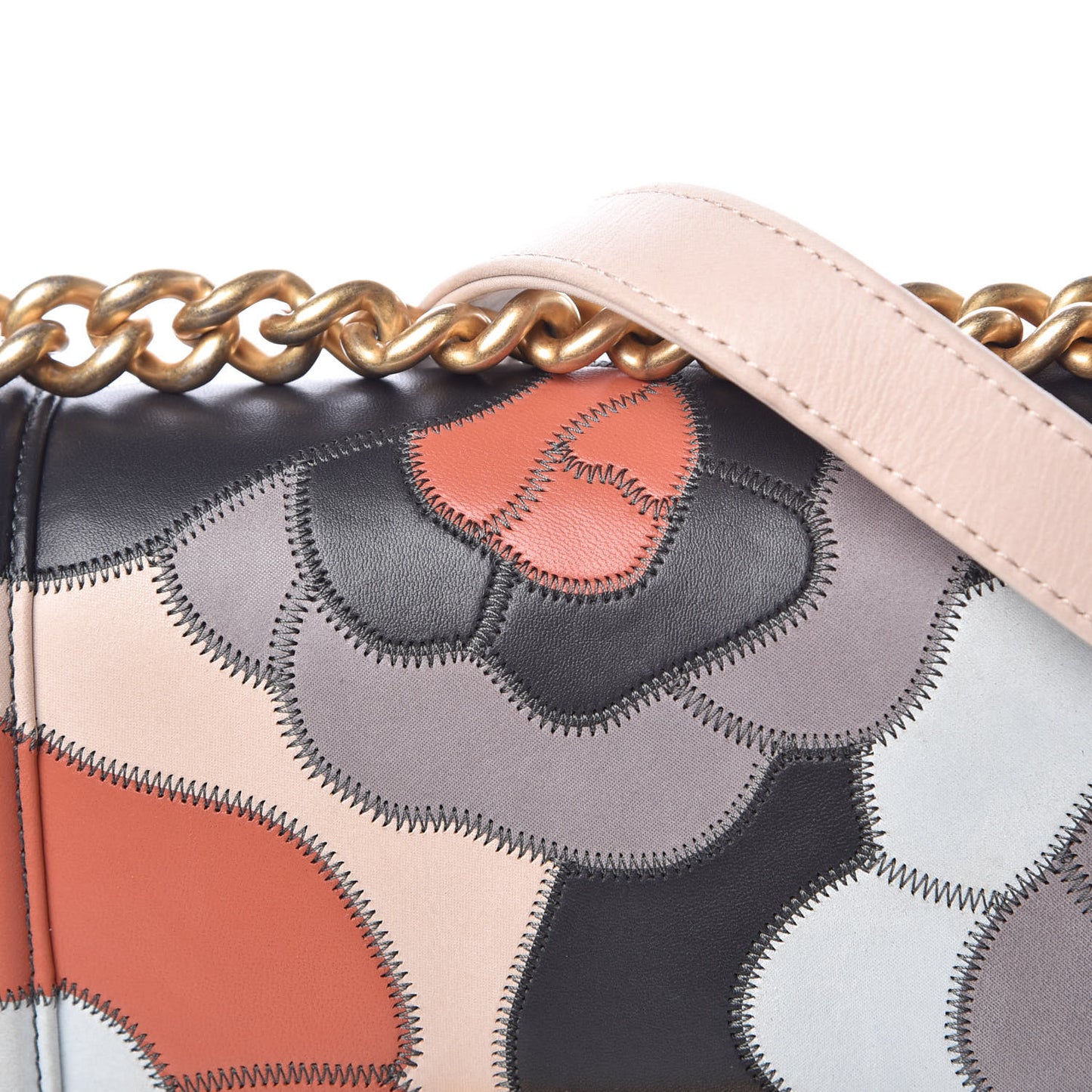 Lambskin Suede Patchwork Small Act I Camellia Boy Flap Charcoal Brown Pink