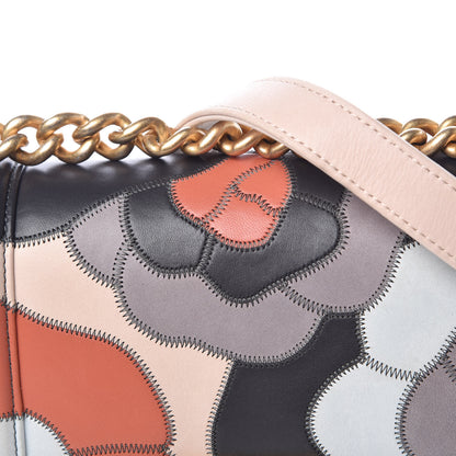 Chanel Lambskin Suede Patchwork Small Act I Camellia Boy Flap Charcoal Brown Pink 8 of 15