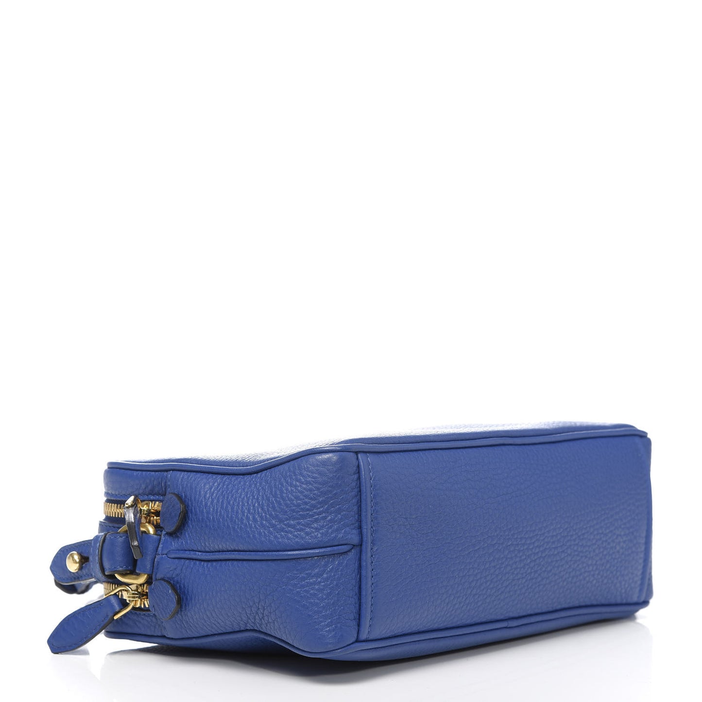 Vitello Daino Medium Double Zip Shoulder Bag Azzurro