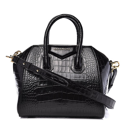 Givenchy Calfskin Crocodile Embossed Mini Antigona Black 1 of 13