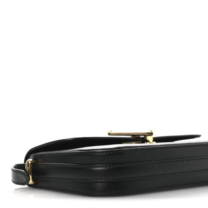 Prada Soft Calfskin Metal Triangle Logo Flap Shoulder Bag Black 9 of 12