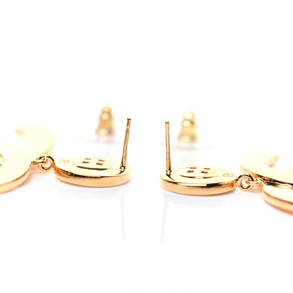 Chanel Metal Large Paris Button Earrings Gold 6 of 7